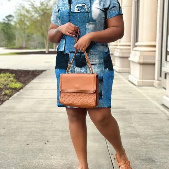 Plus Size Summer T Shirt Dress with Pockets Casual Short Sleeve Tunic - Picture 7 of 7